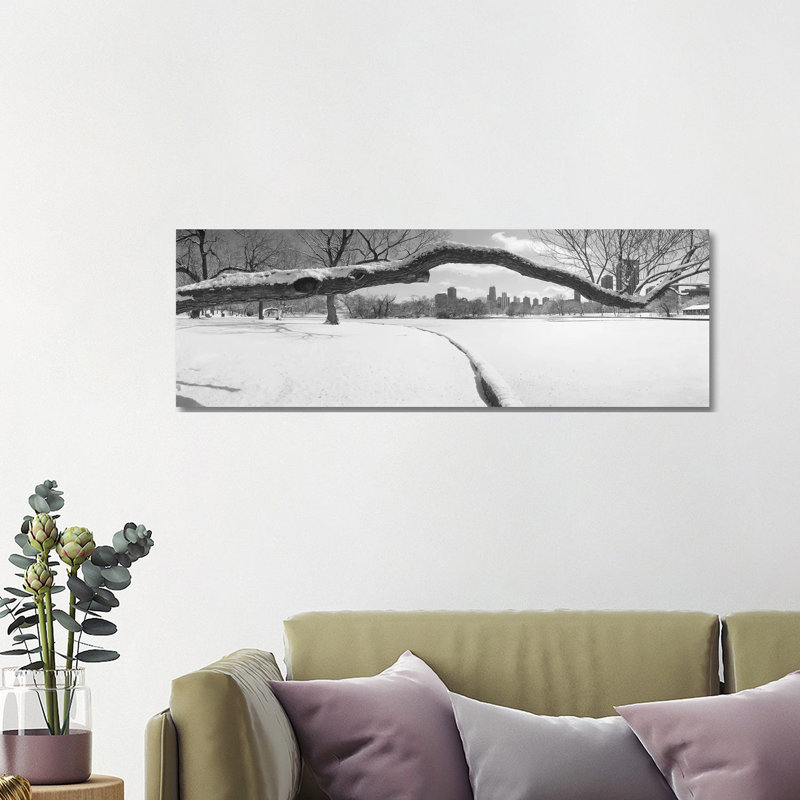 Bare Trees in a Park, Lincoln Park, Chicago, Illinois, USA 1 Piece Wrapped Canvas Panoramic Wall Art