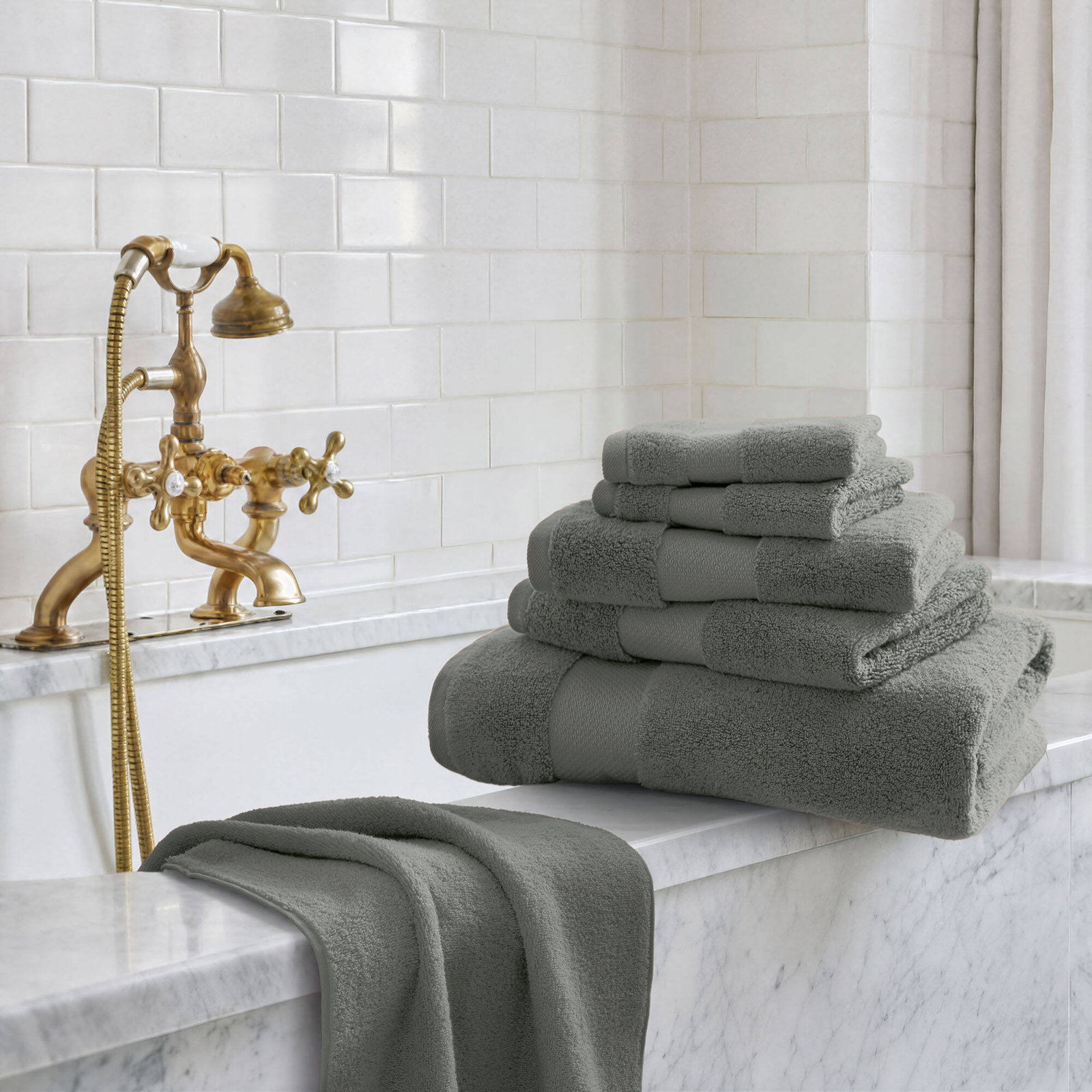 Turkish Cotton Quick-Dry Towel Set, Charcoal, 6 Piece Towel Set