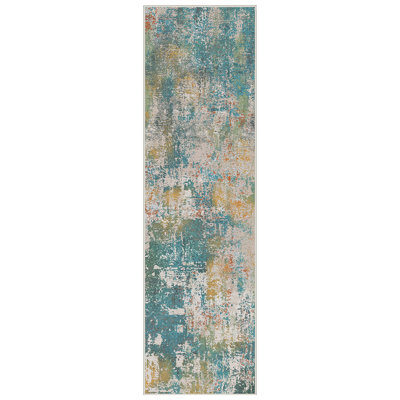 Tapis bleu sarcelle / beige Pavelina