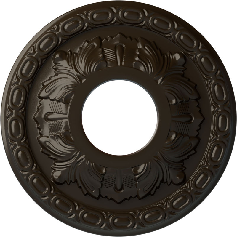 Endurathane Leaf Ceiling Medallion, 11 3/8"OD x 3 5/8"ID x 1 1/8"P (Fits Canopies up to 4 3/4"), Hand-Painted Stone Hearth Finish