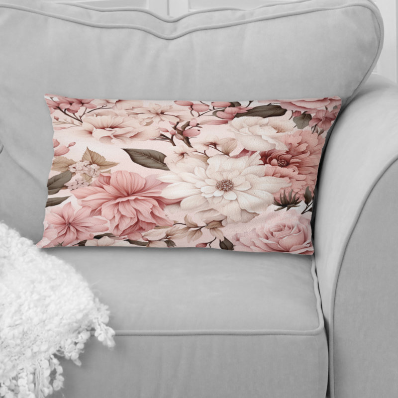 Coussin en polyester floral rose antique