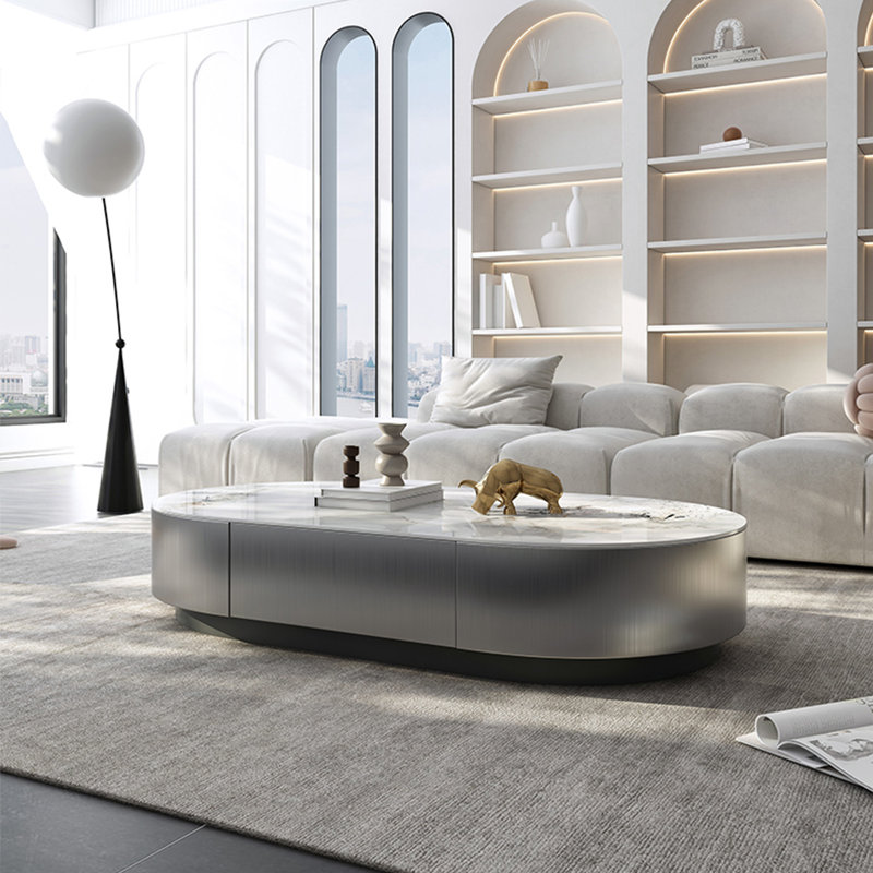 Table basse Modern, Gris foncé, H 12,6 po x L 51,2 po x l 27,6 po