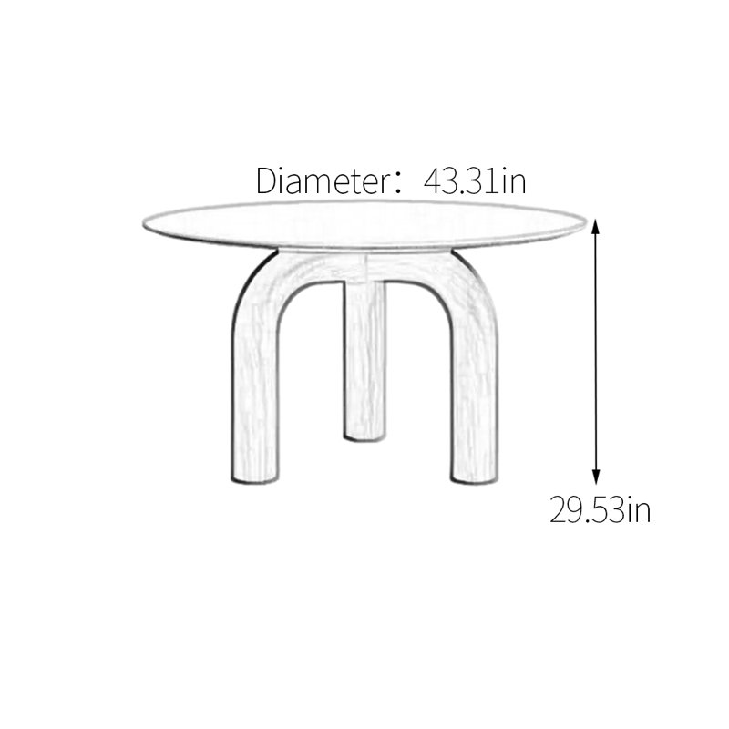 Round gray sintered stone dining table, 29.53"H x 43.31"L x 43.31"D