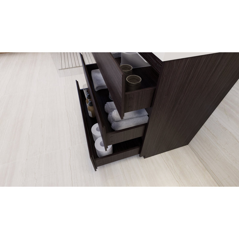 Ensemble de meuble-lavabo simple 35 po Hargrave, Chêne gris foncé