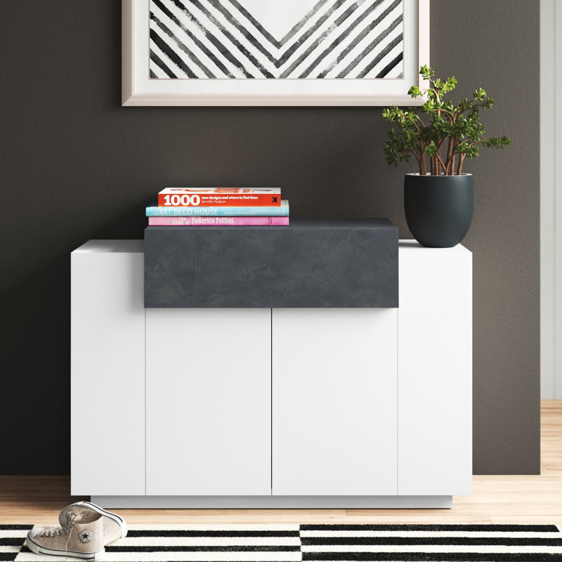 Sofren 24 Pair Shoe Storage Cabinet, White/Black