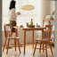 Cherry wood color Round Solid Dining Table For Dining Room/Kitchen-1732793304