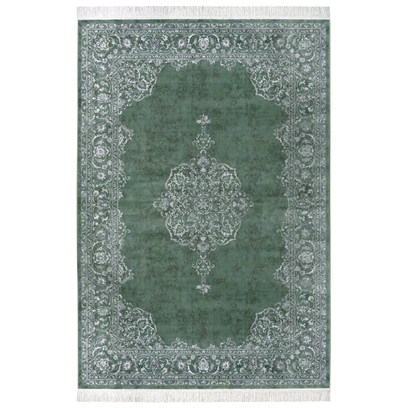 Medallion Green Rug, Rectangle 135cm x 195cm