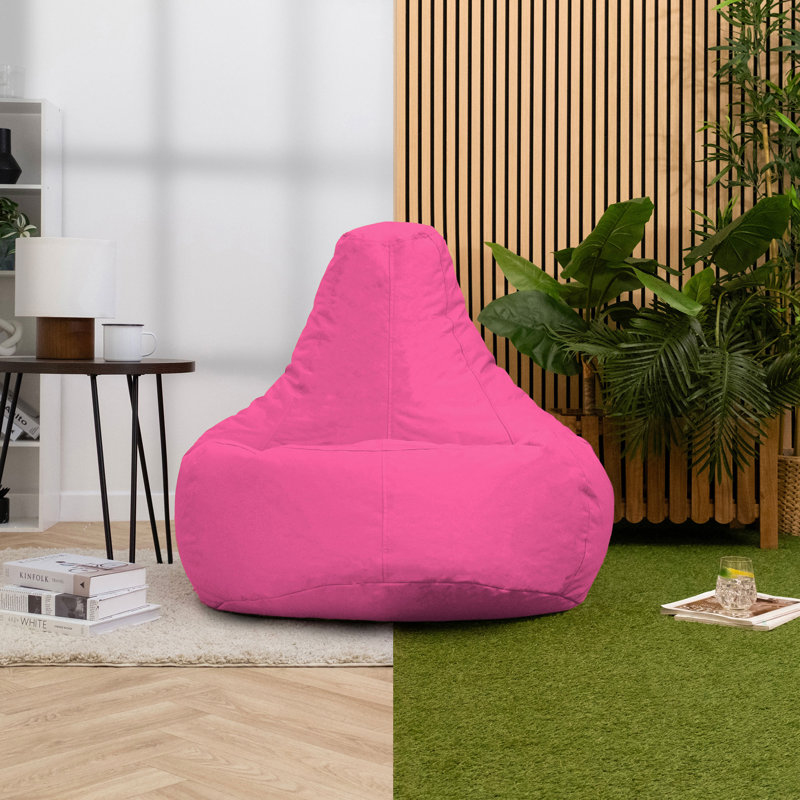 Bean Bag Bazaar Dalton Water-Resistant High Back Recliner Bean Bag, Pink