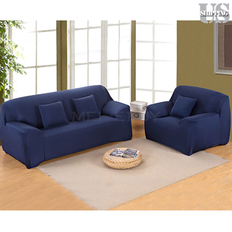 Housse pour canapé extensible 3 places, Bleu marine, H 45 po x l 72 po x P 30 po