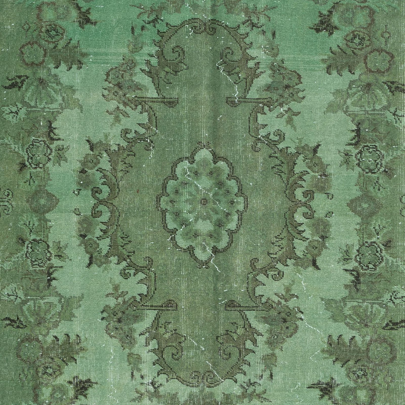 Tapis turc exquis vert 5 x 9 pi