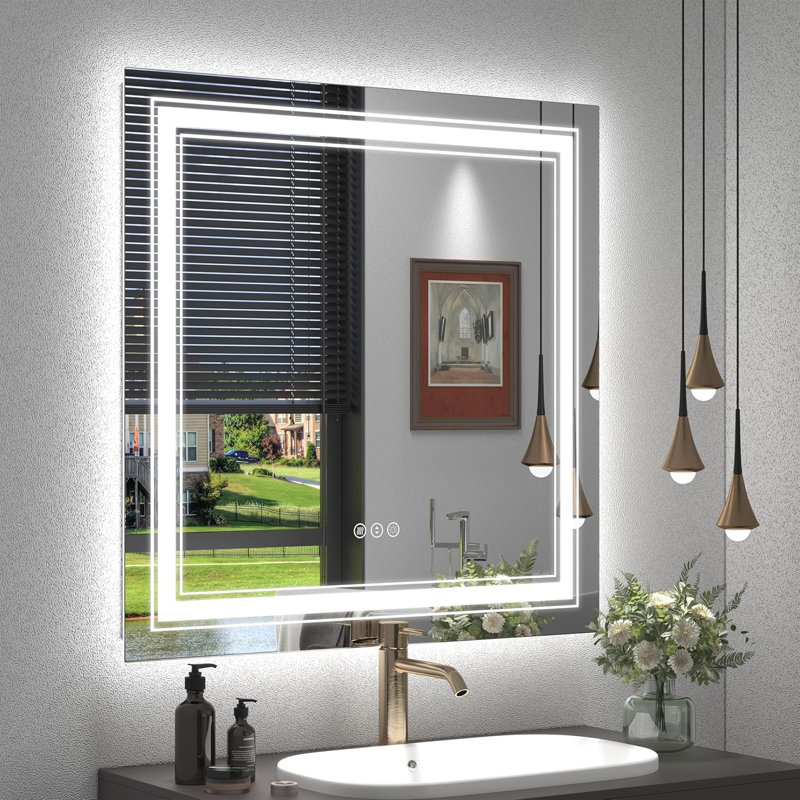 Miroir mural anti-buée, 30 po x 36 po, Blanc 1