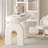 White Rectangular Solid Wood with 5 drawers desk-108645820