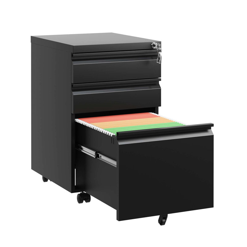 3 Drawer Metal File Cabinet With Lock, White. Fully Assembled For Workspace. Holds Letters/legal/a4 Files. Secure Storage Area. Drawers Come Removable Pencil Tray. Smooth Mobility Via 5 Wheels.