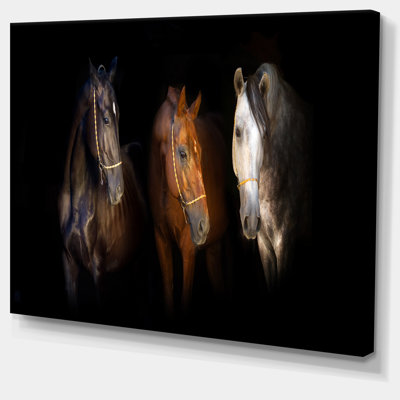 «Three Horses with Golden Bridle», impression sur toile tendue