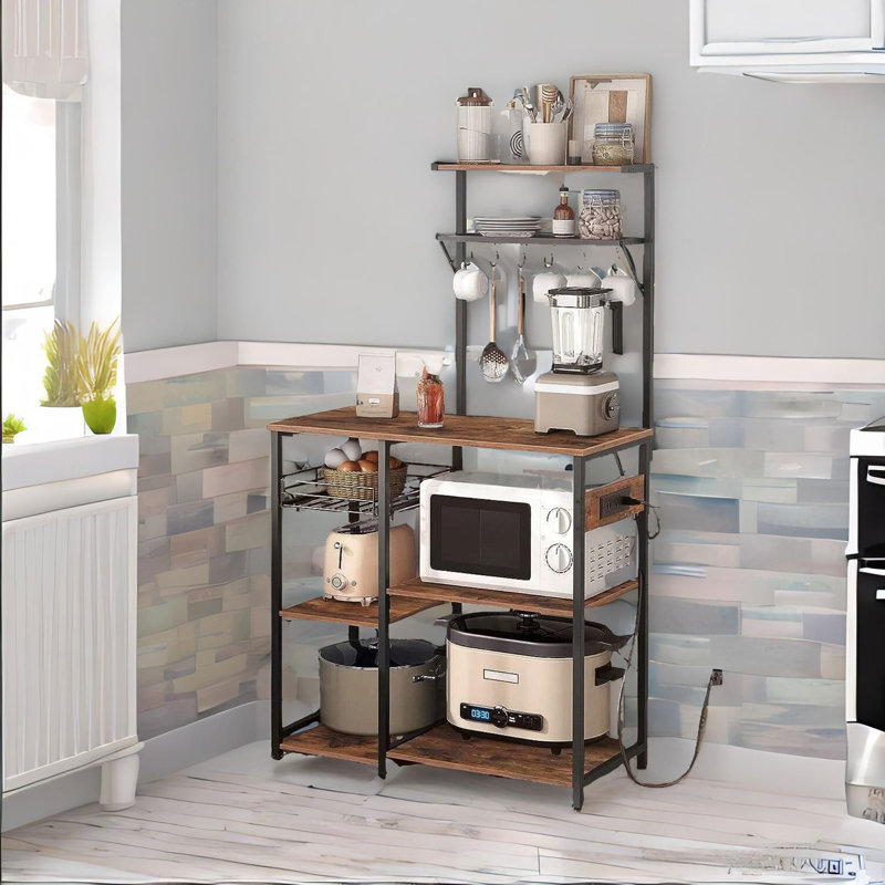 Industrial 4 Tier Smart Kitchen Baker's Rack With Power Outlets