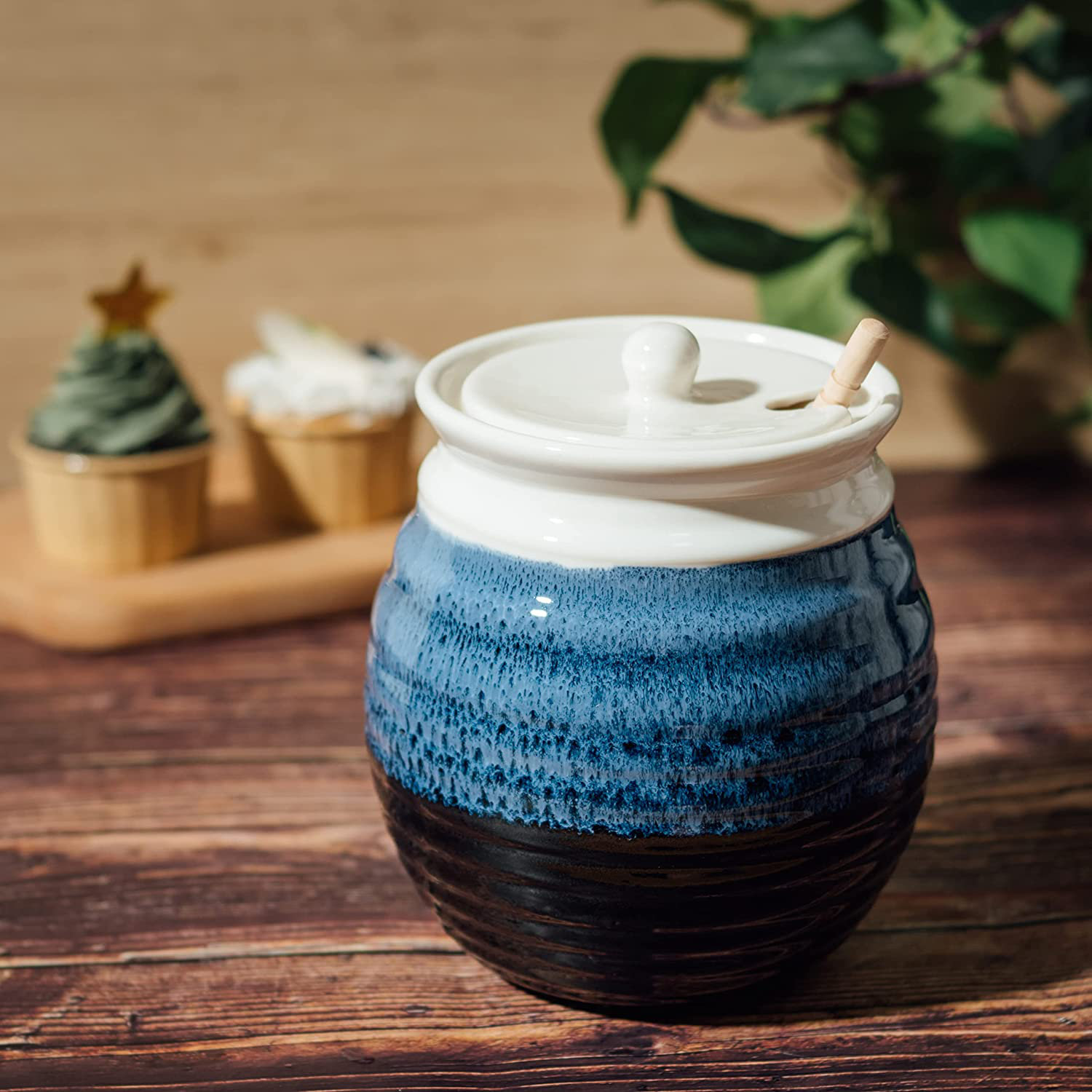 Ceramic Sugar Storage Jar, Sugar Salt Pot, Colorful Ceramic Sugar Bowl with  Lid, Porcelain Sugar Pot with Spoon, Small Salt Pot, Storage Jar, for