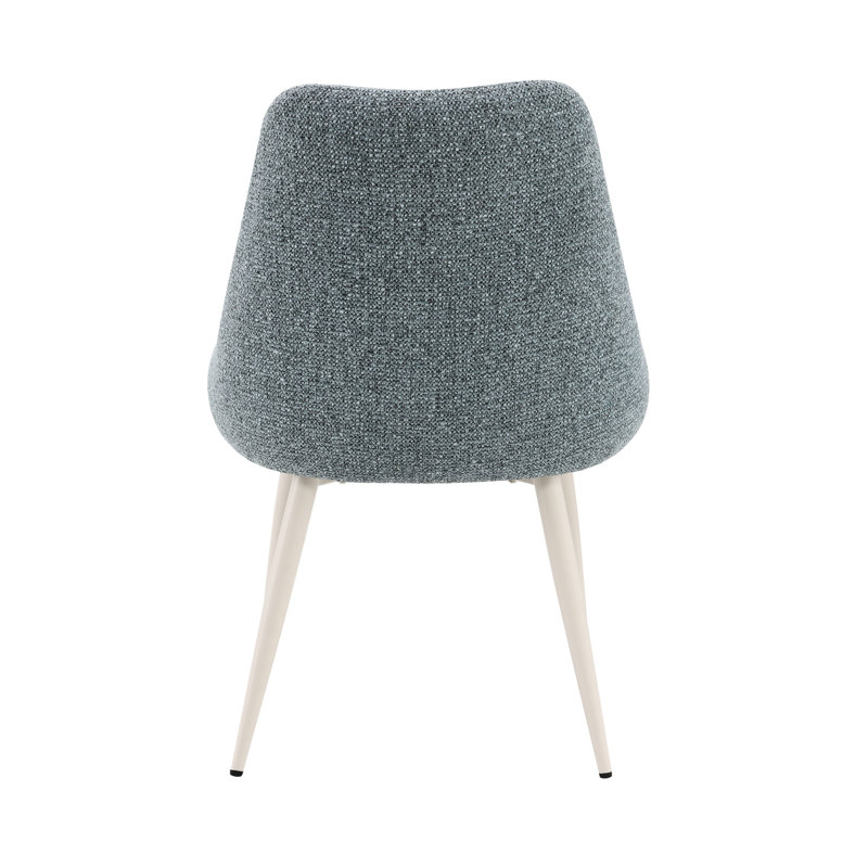 Chaise d'appoint bleue avec housse en tissu Boucle - Double piédestal blanc pour plus de stabilité Coussin de siège confortable