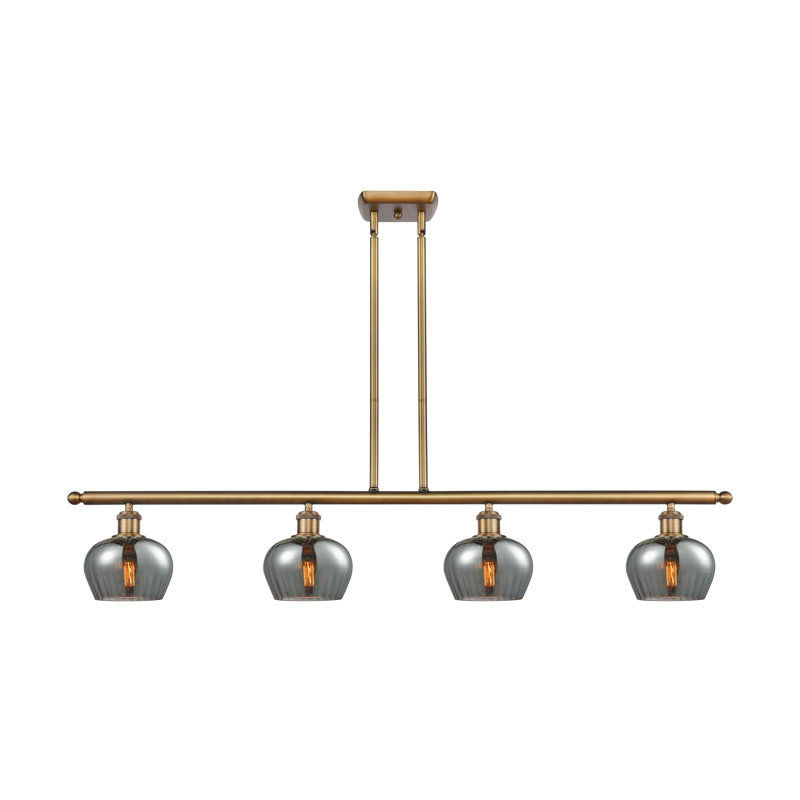 Luminaire suspendu linéaire à 4 lumières pour îlot de cuisine Lyman, Ampoule DEL 6 watts Vinage, Laiton brossé