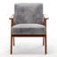 Chaise recouverte de velours avec une silhouette emblématique de style Mid-Century, structure en bois stable et revêtement doux-1810161163