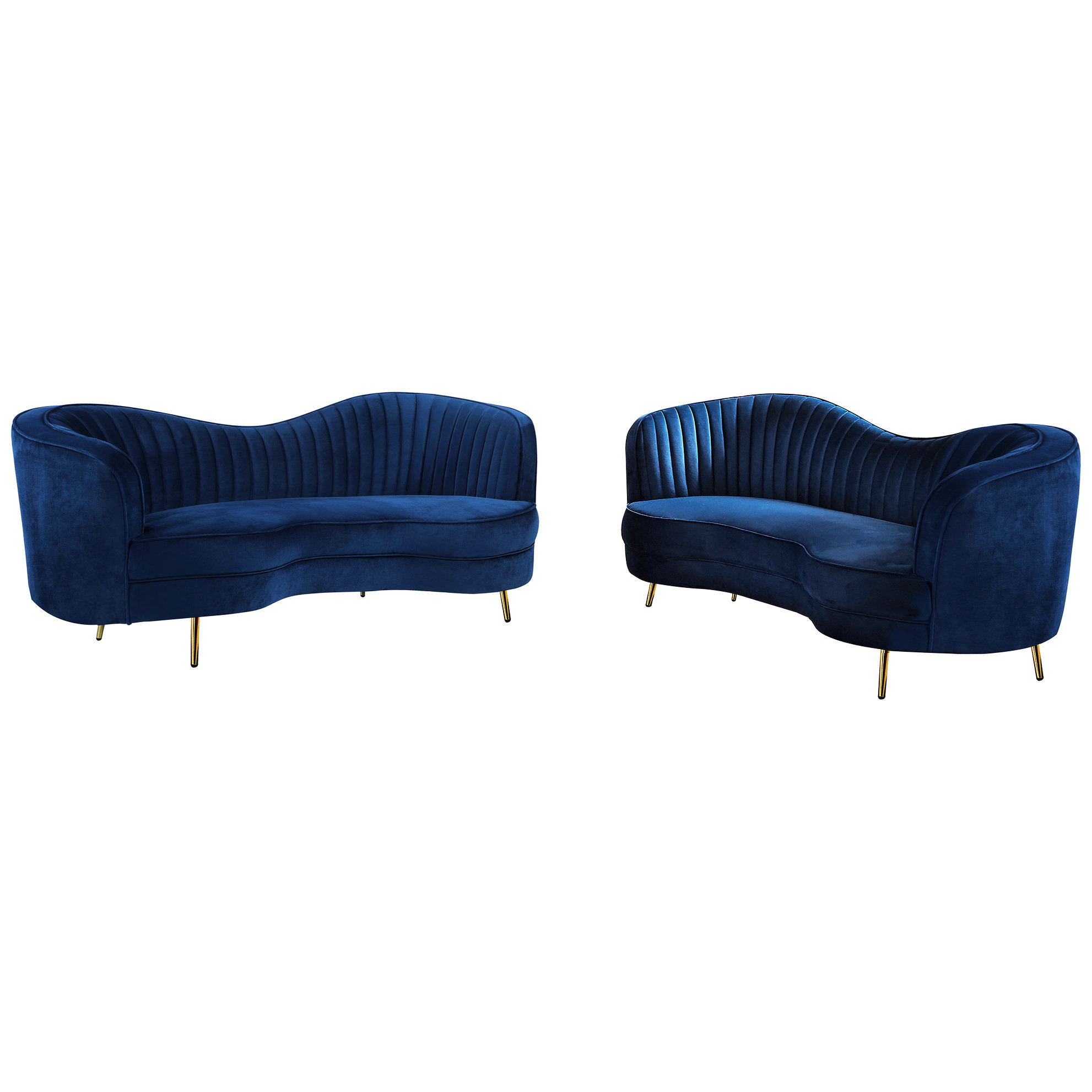 Hokku Designs Blue And In Velvet With Inverted Camel Back, Vertical ...