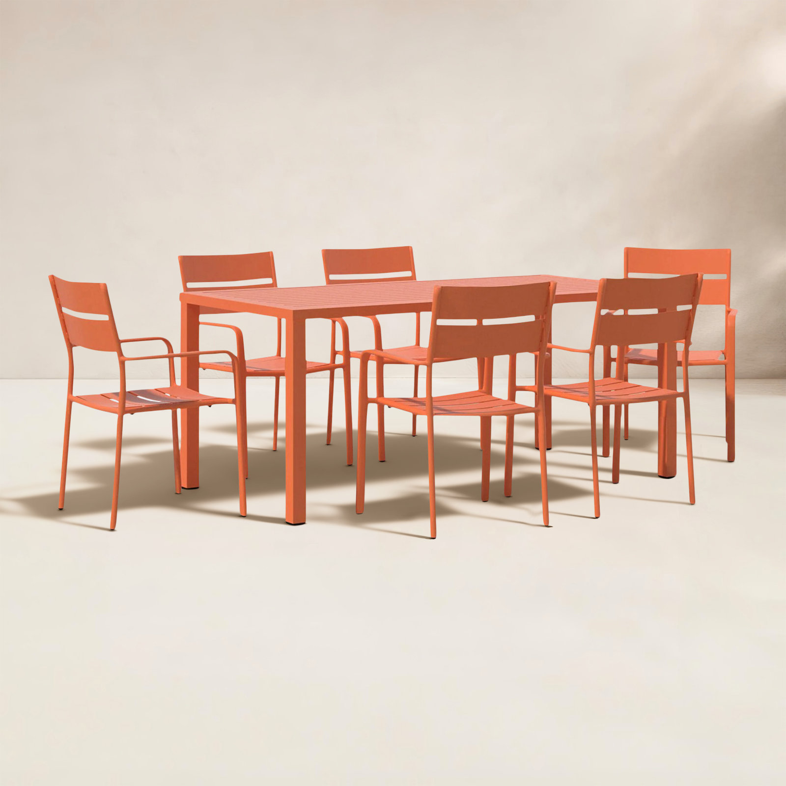 Ottie 71" Patio Dining Set, Orange