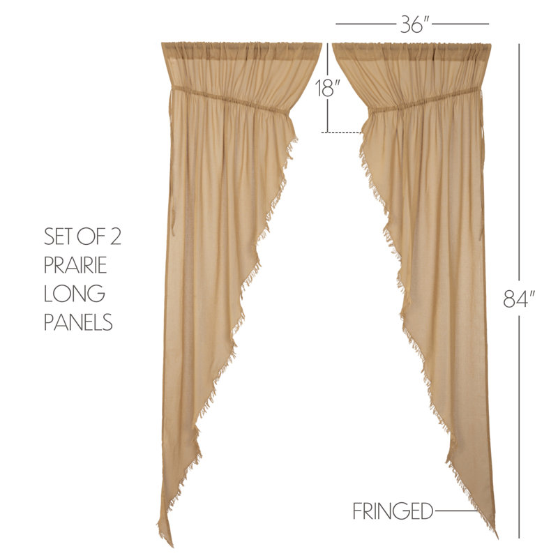 Beacham 100% Cotton Sheer Curtain Pair, Khaki