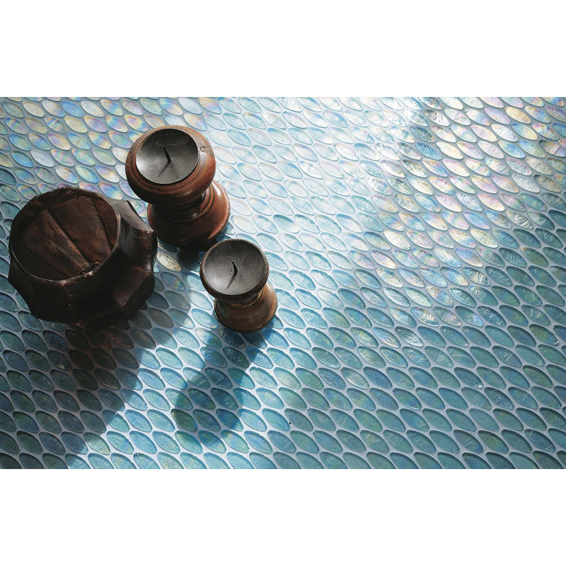 7/8" x 7/8" Domes Glass Mosaic, Turquoise
