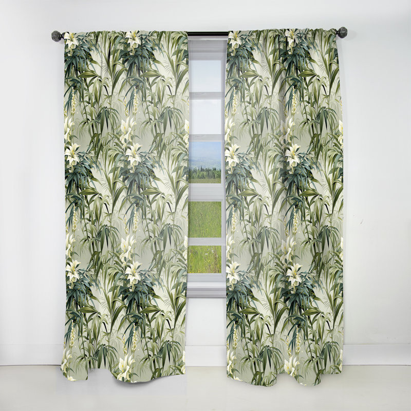 Bamboo Fusion Tropical Pattern I - Tropical Curtain - Velvet Room Darkening - 1 panel, 52" W x 63" L