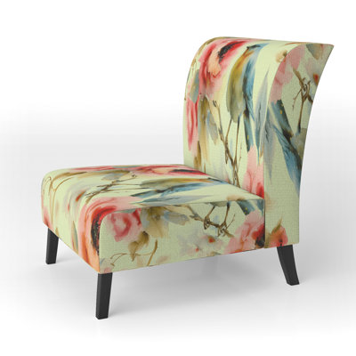 Beautiful Bird Romance I - Upholstered Traditional Accent Slipper Chair