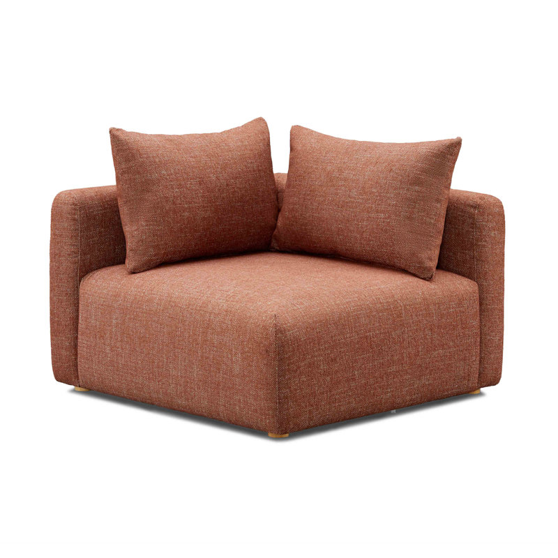 Gainsborough Cream Boucle Modular Corner Chair, Natural Wood, Red