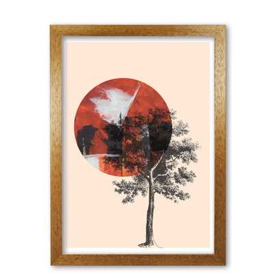 Red Sun And Tree Abstract - Print