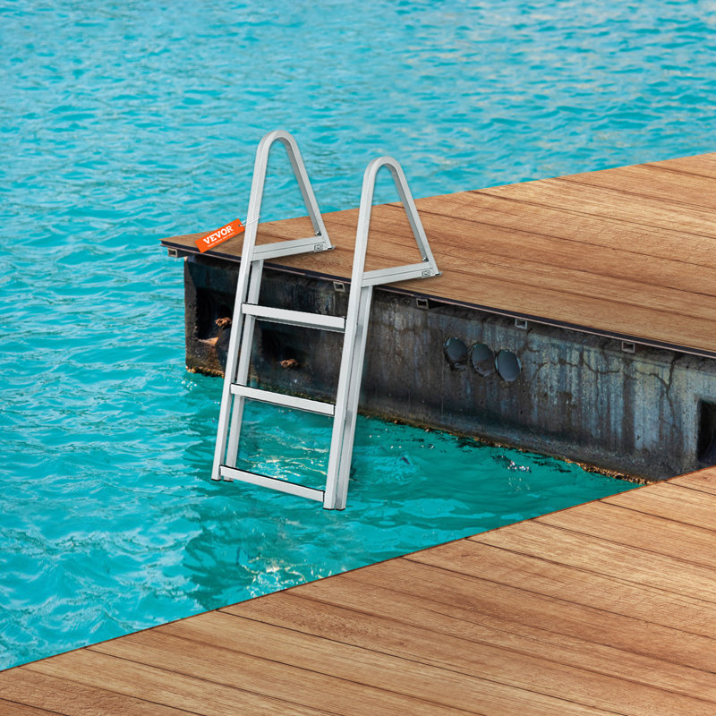 VEVOR Aluminum Dock Ladder Boat Dock Ladder Removable 5 Steps with 350lbs Load, 4 ft