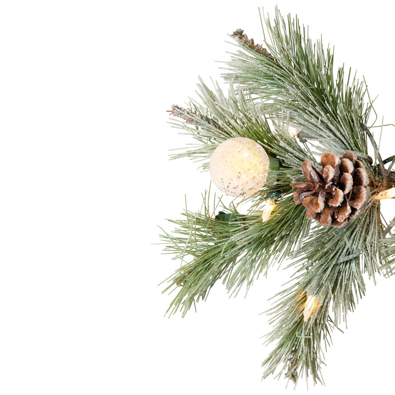 Pre-Lit Medium Artificial Bottle Brush Christmas Tree -Warm White LED Lights, 6.5
