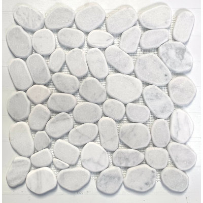Carrara White Tumbled Jade Pebble Mosaic 12" x 12"
