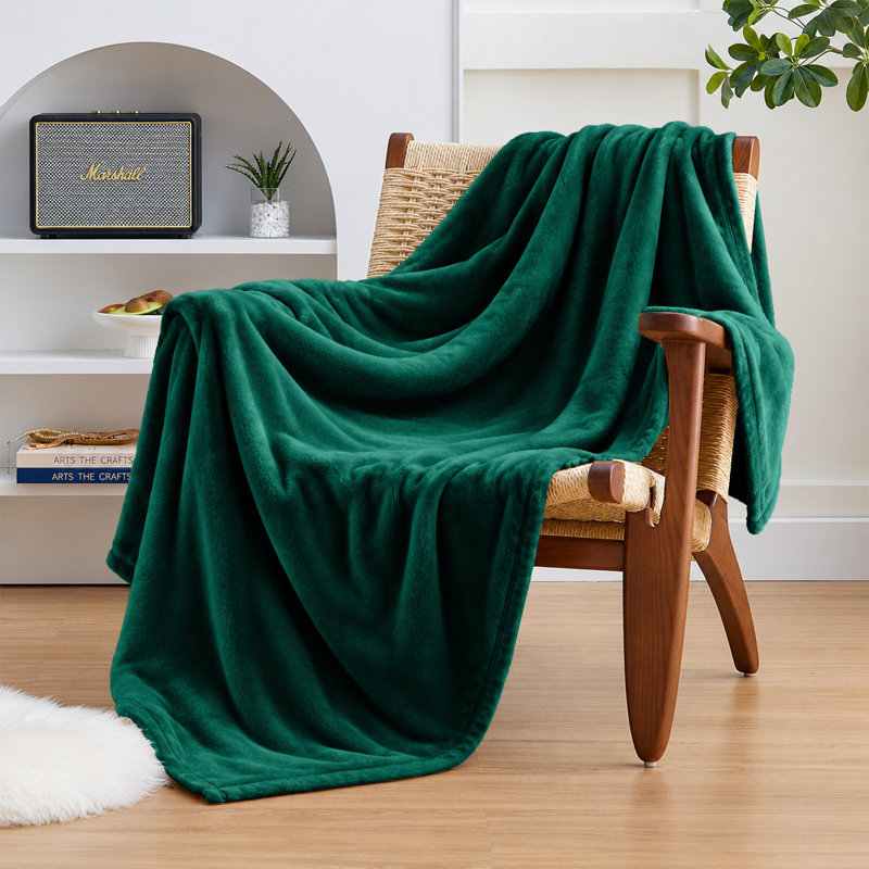 Imperial Homeware London Knitted Blanket, Single, Green Emerald