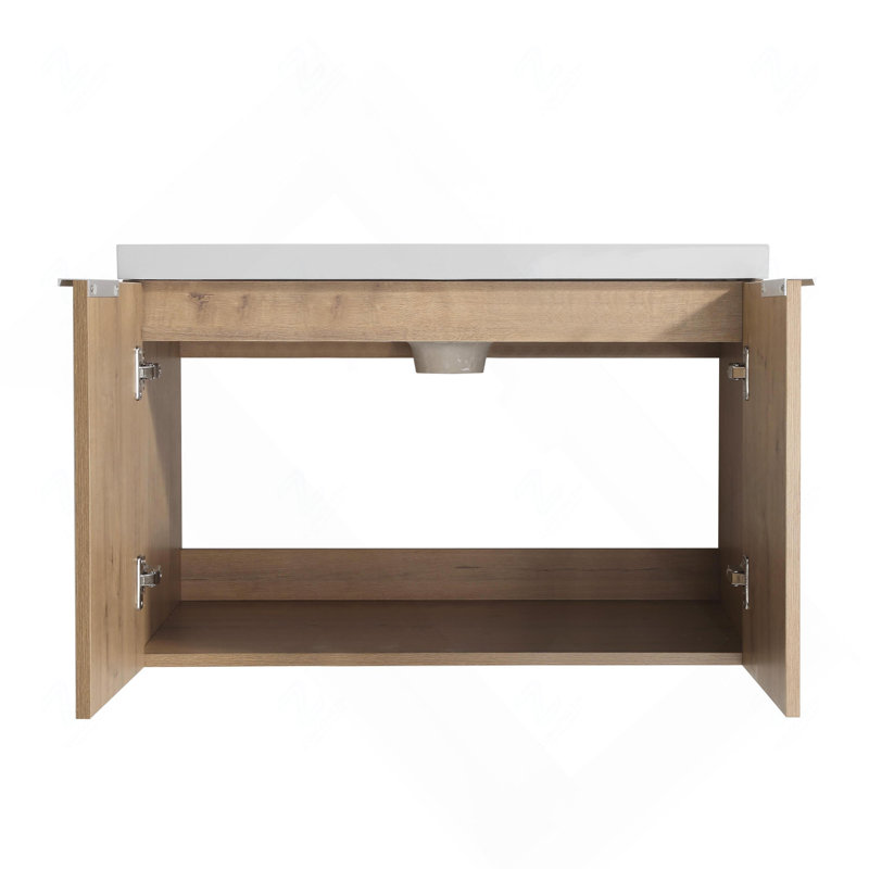 Meuble-lavabo mural modulaire de 30 po avec lavabo, armoire latérale et portes à fermeture en douceur