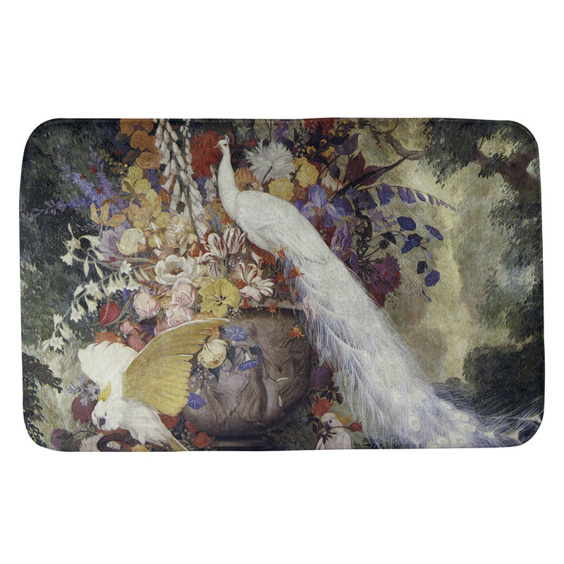 Tapis pour salle de bain Peacock, l 17 po x L 24 po, Mauve / vert / beige