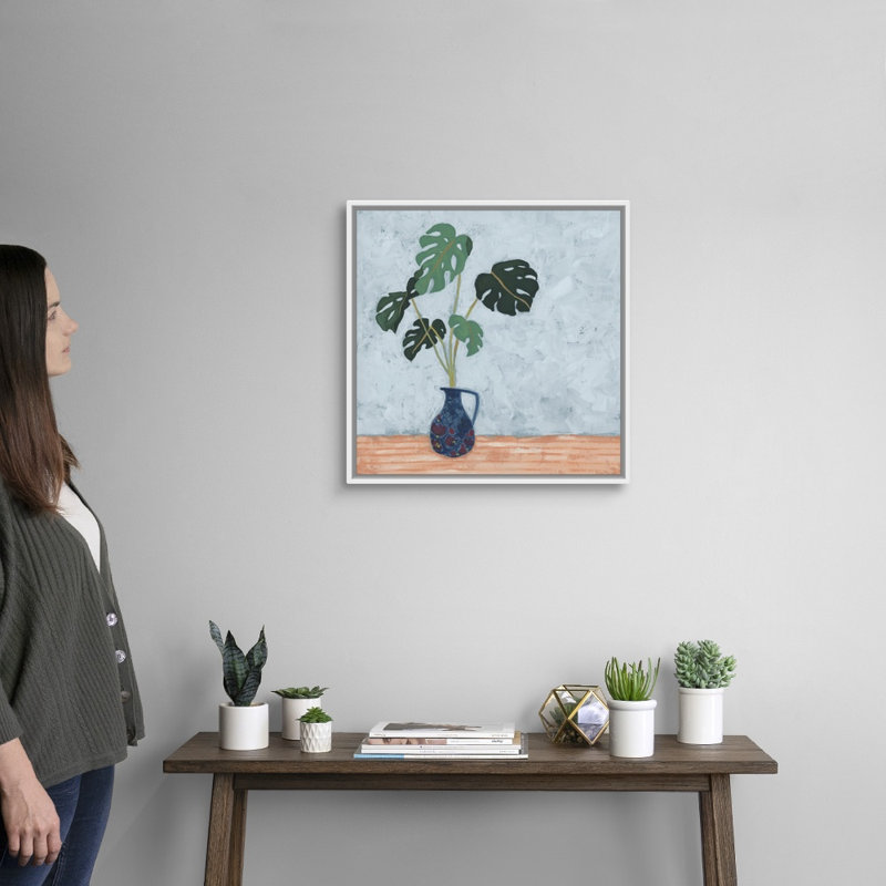 Art mural sur toile Parlor Monstera II, Toile avec cadre blanc, H 22 po x l 22 po