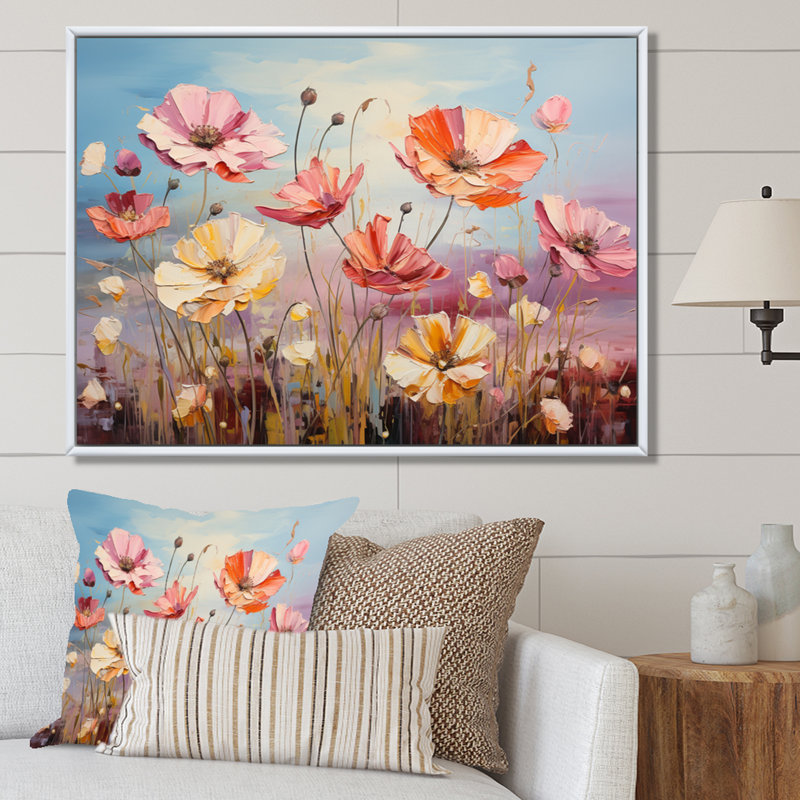 Wildflowers Dancing Petals, reproduction d'art sur toile, Cadre flottant blanc, H 12 po x l 20 po x P 1 po
