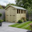Total Sheds 7ft x 13ft Apex Garden Shed - Double Door - With Windows - Pressure Treated Timber - UK Manufactured