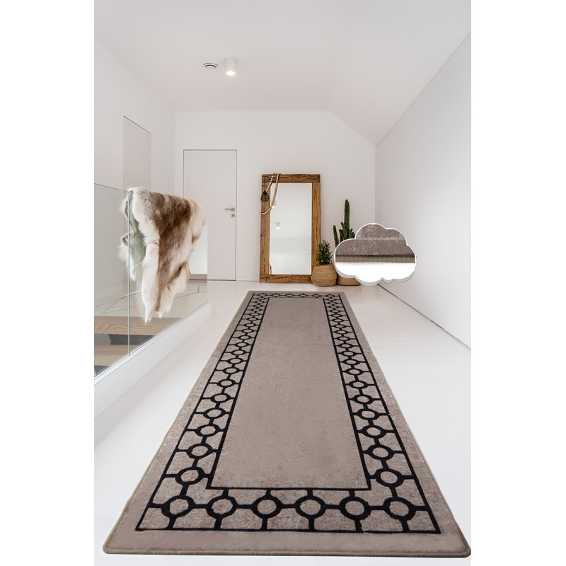 Premium Hall Carpet, 3.3 x 9.8 Feet, Powder Color | 100% Polyester, 0.4 in Pile Height, Antibacterial, Non-Slip Felt Dot Underside | Machine Washable, Durable & Stylish for Living Room or Entryway Decoration