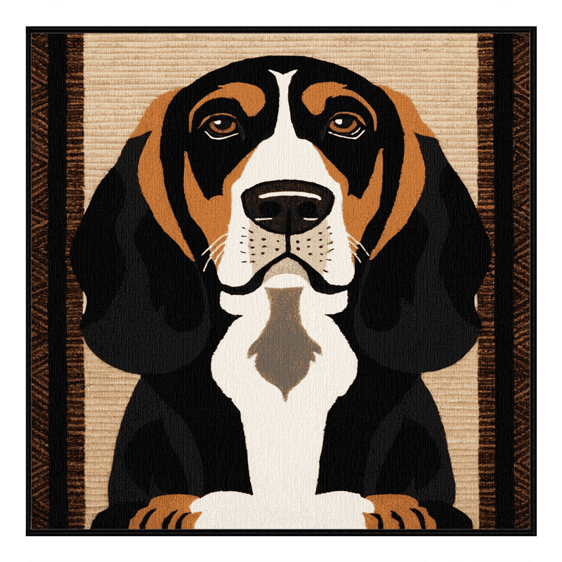 Tapis lavable noir et brun clair pour chiens Coonhound, Carré 6 pi