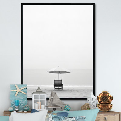 Noir et blanc, minimalisme, photo de plage - impression sur toile