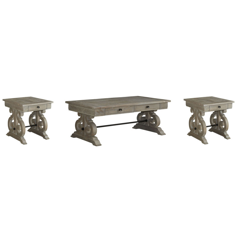 Rectangular Cocktail Table With 2 End Table, 3 Pieces: Coffee Table, 2 End Tables, Brown