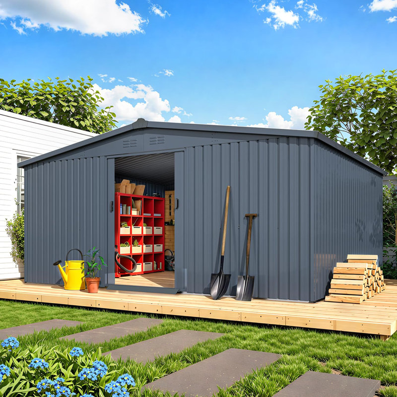 12' X 14' Outdoor Storage Shed With Sliding Door