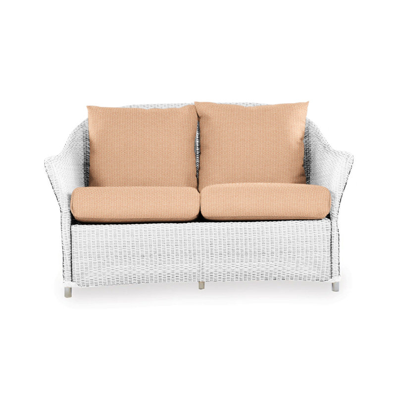 Weekend Retreat Outdoor 2 - Seat Loveseat, White, Bamboo Bay Sky