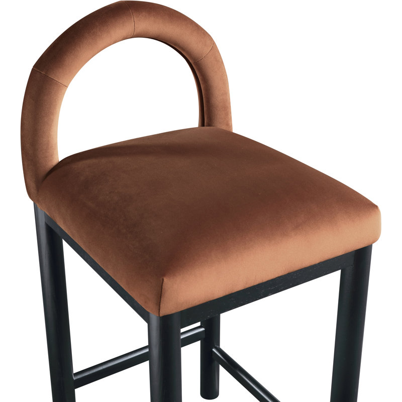 Conrad Letcher Velvet Counter Stool, Cognac Velvet Seat/Black Frame