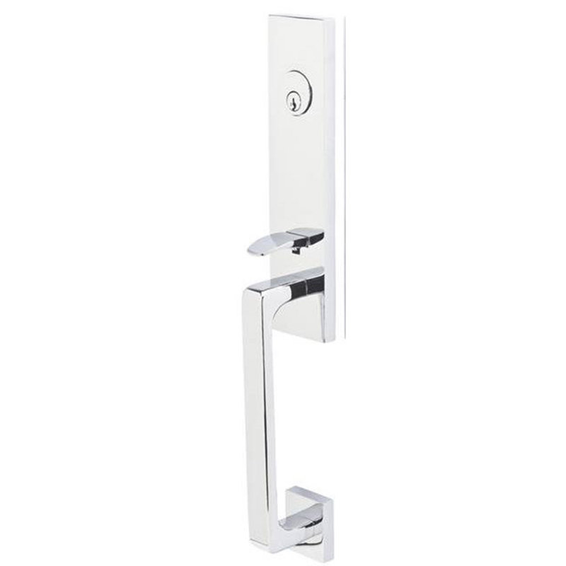 Emtek Davos Monolithic Single Cylinder Tubular Entryset, Providence Crystal Knob, Polished Chrome, Reversible