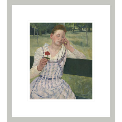 Woman with a Red Zinnia by Mary Cassatt -Framed Giclee Print