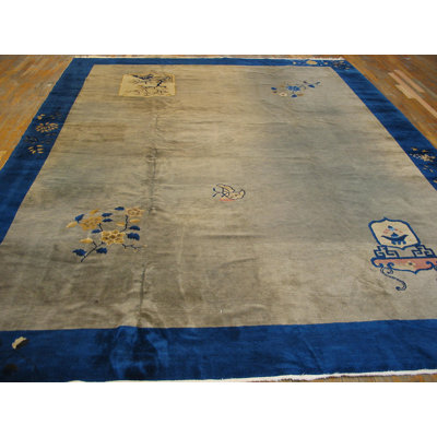 Tapis gris antique en laine de taille chambre Pékin